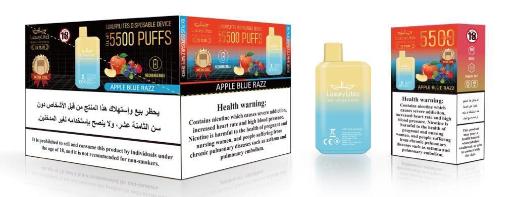 Luxury Lites Apple Blue Razz 5500 Puffs 20MG - Vape Vibes