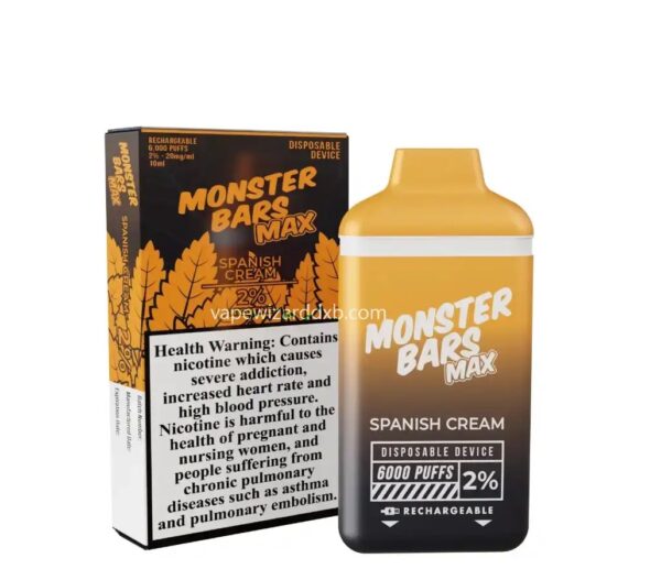 Monster Bars Max 6000 puffs 2% Spanish Cream - Vape Vibes