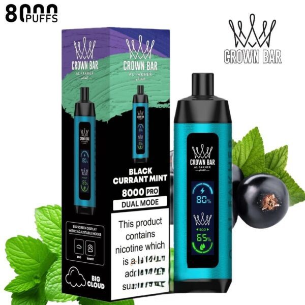Al Fakher Crown Bar Pro Blackcurrant Mint 8000 Puffs 5mg