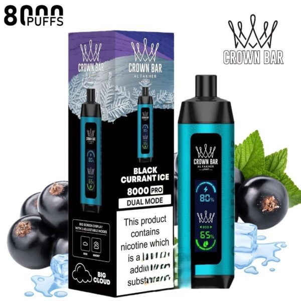 Al Fakher Crown Bar Pro Blackcurrant Ice 8000 Puffs 5mg